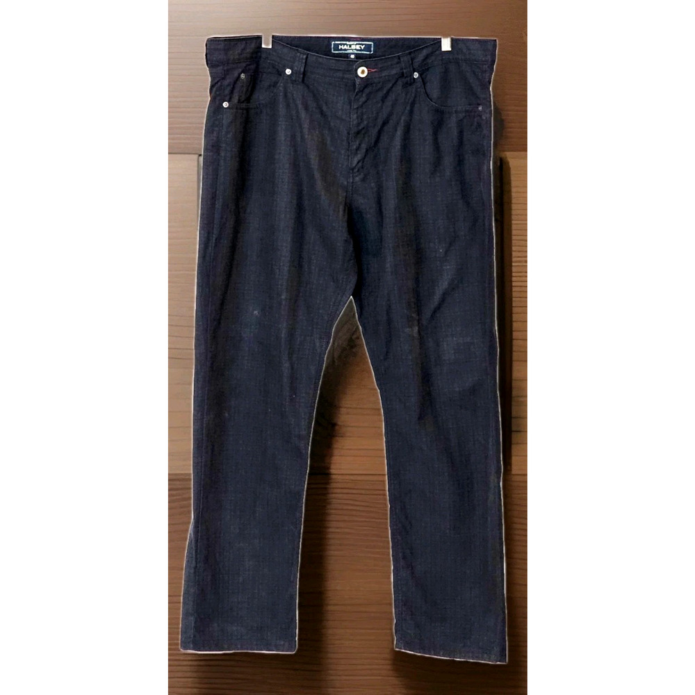 Halsey H44 Jeans Men's Flat Front Pants 34x30 Dark Wash Denim Straight Size 40